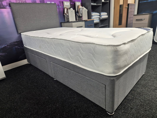 3ft Single Divan Bed With 2 Drawers and Roma Sprung Mattress