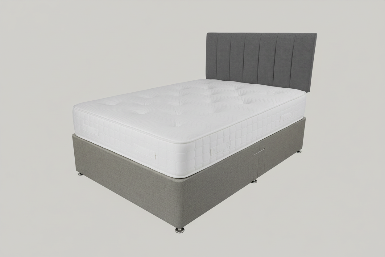 All-white Duchess mattress on grey bed