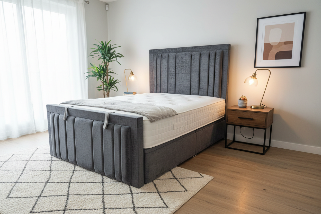 Cinderella Ottoman Storage Bed in charcoal dark grey