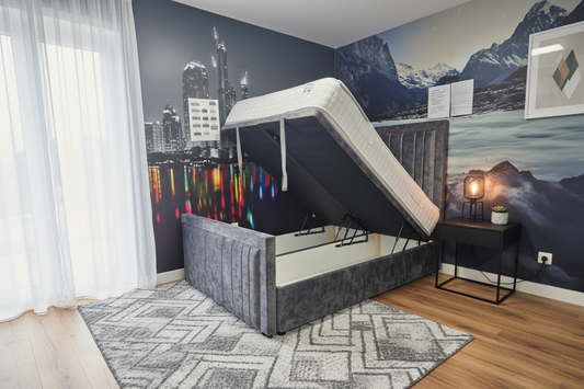 Cinderella Ottoman Storage Bed with lift up in bedroom